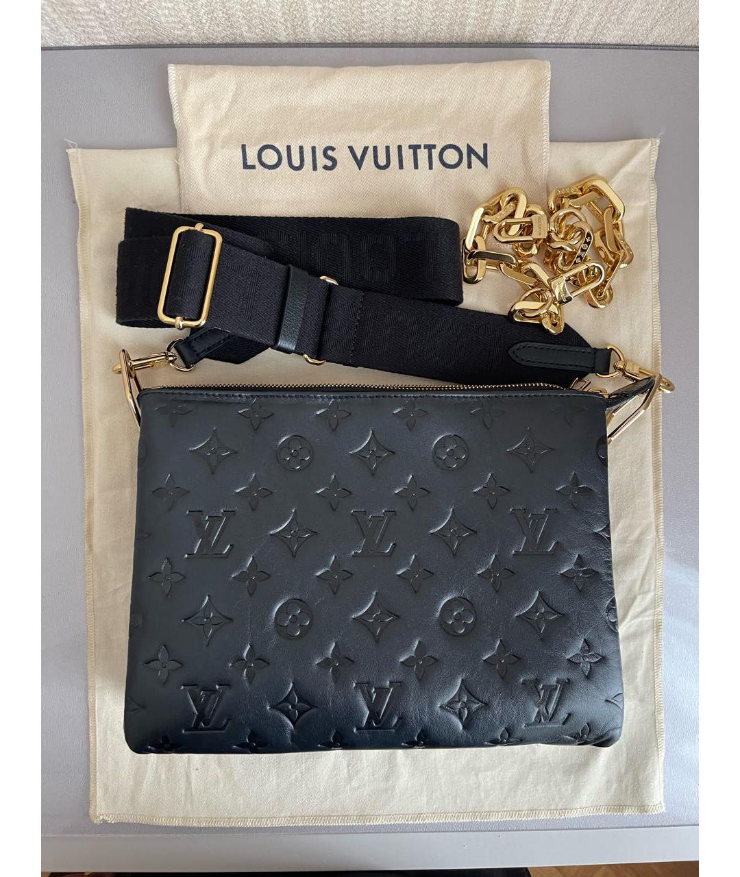 LOUIS VUITTON Черная кожаная сумка через плечо, фото 2