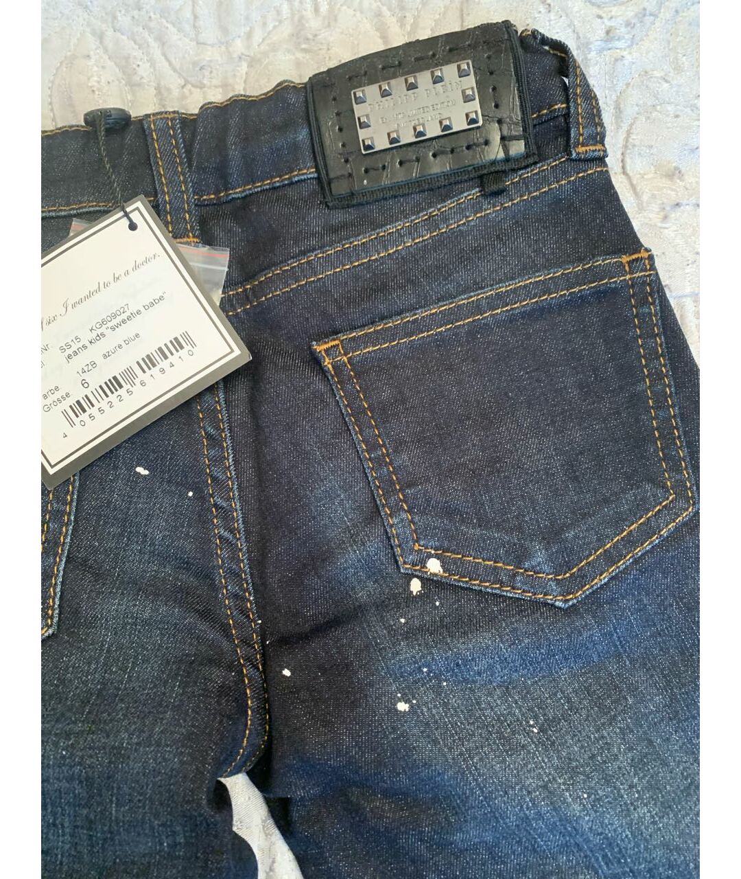 PHILIPP PLEIN Темно-синие деним детские джинсы, фото 3
