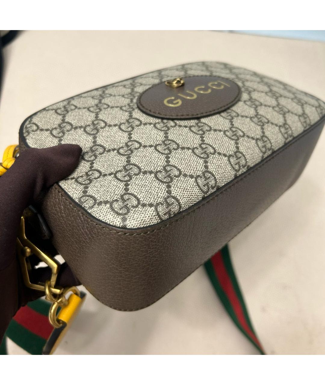 GUCCI Коричневая кожаная сумка через плечо, фото 4
