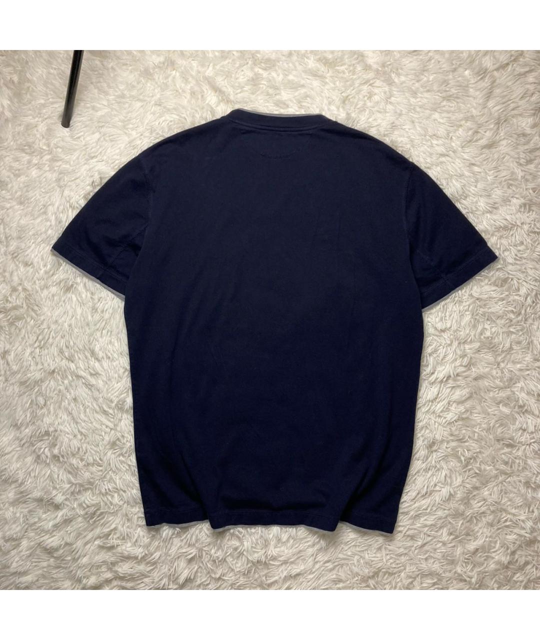 BRUNELLO CUCINELLI Темно-синяя хлопковая футболка, фото 2