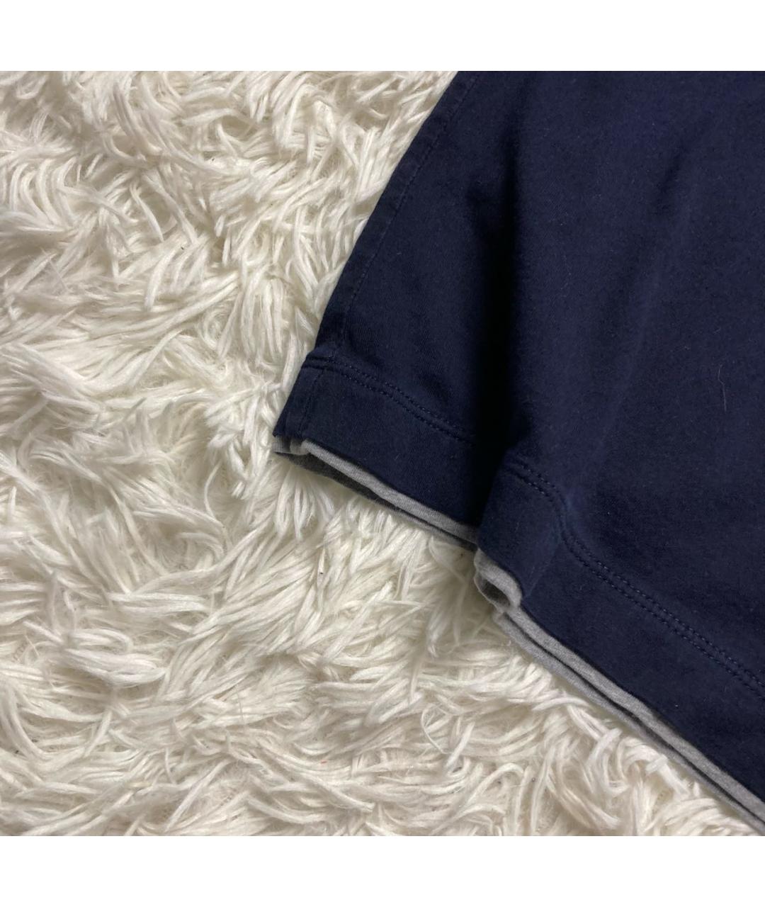 BRUNELLO CUCINELLI Темно-синяя хлопковая футболка, фото 4