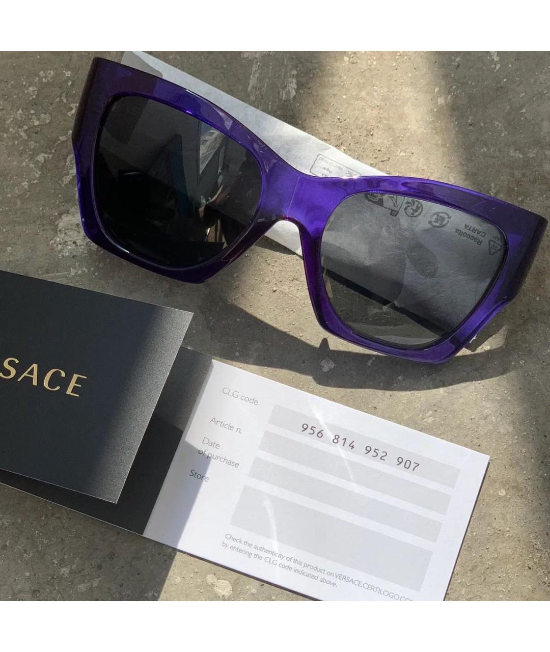 VERSACE Фиолетовые пластиковые солнцезащитные очки, фото 6