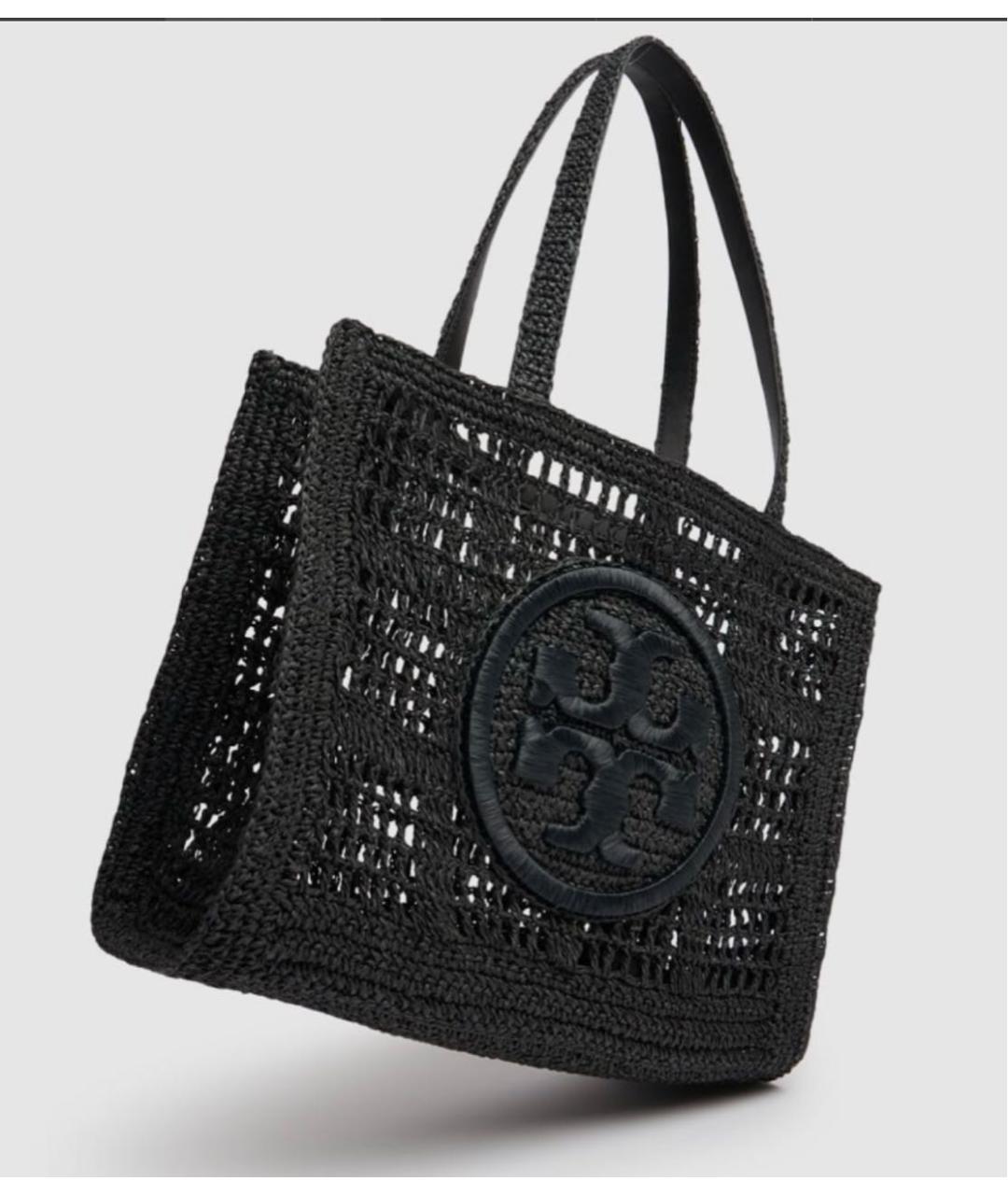 TORY BURCH Черная пелетеная пляжная сумка, фото 2