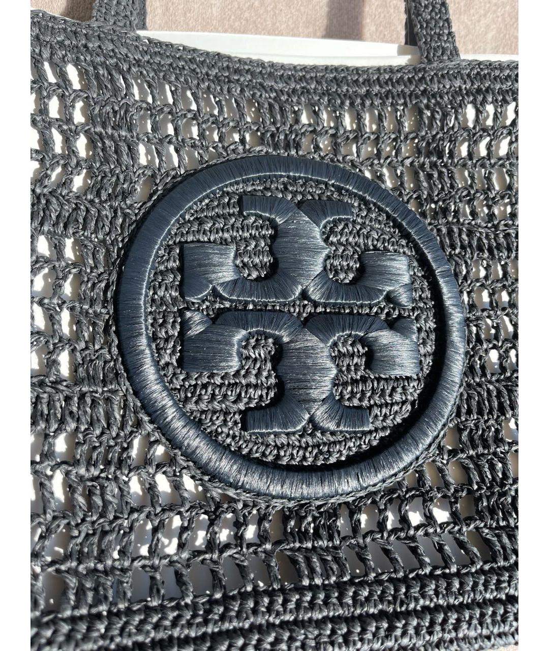 TORY BURCH Черная пелетеная пляжная сумка, фото 4