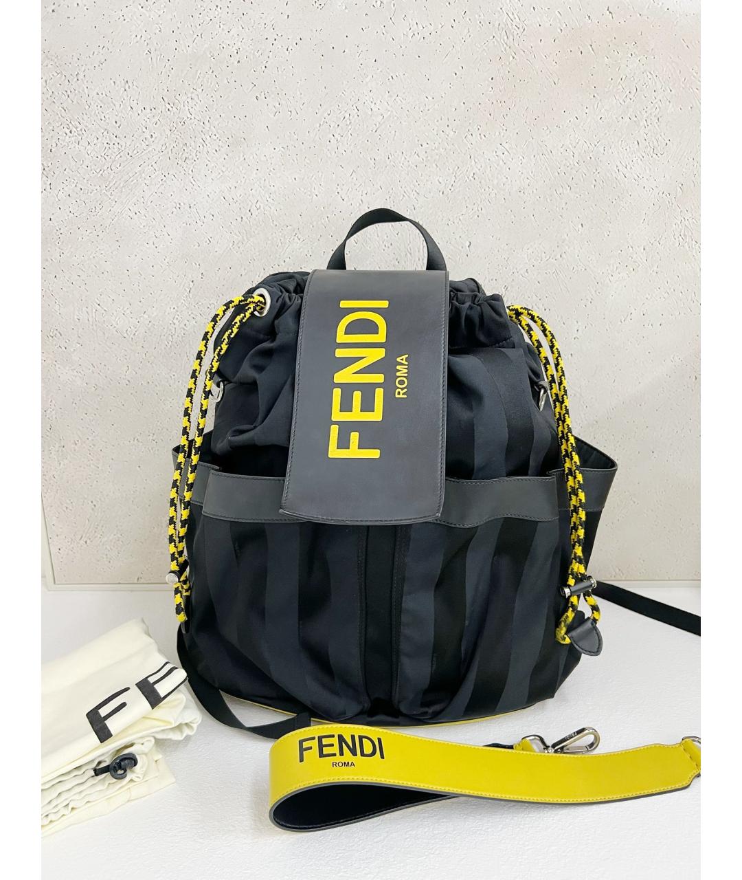 FENDI Черный синтетический рюкзак, фото 7