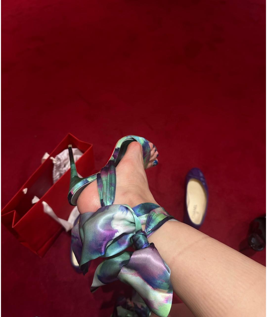 CHRISTIAN LOUBOUTIN Фиолетовые текстильные туфли, фото 7