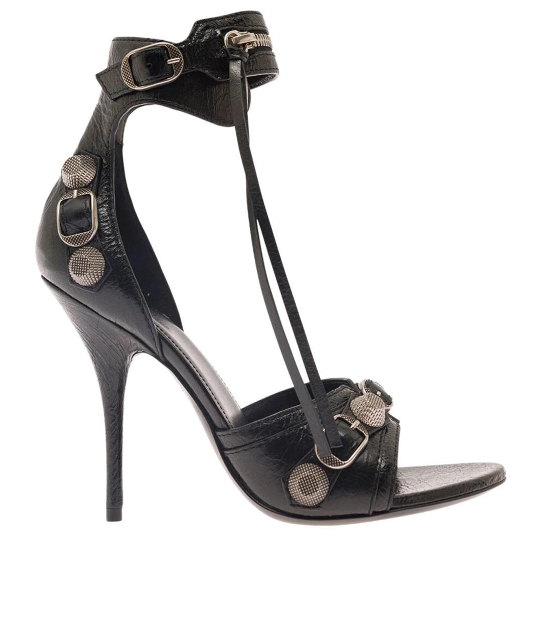 BALENCIAGA Черные кожаные босоножки, фото 4