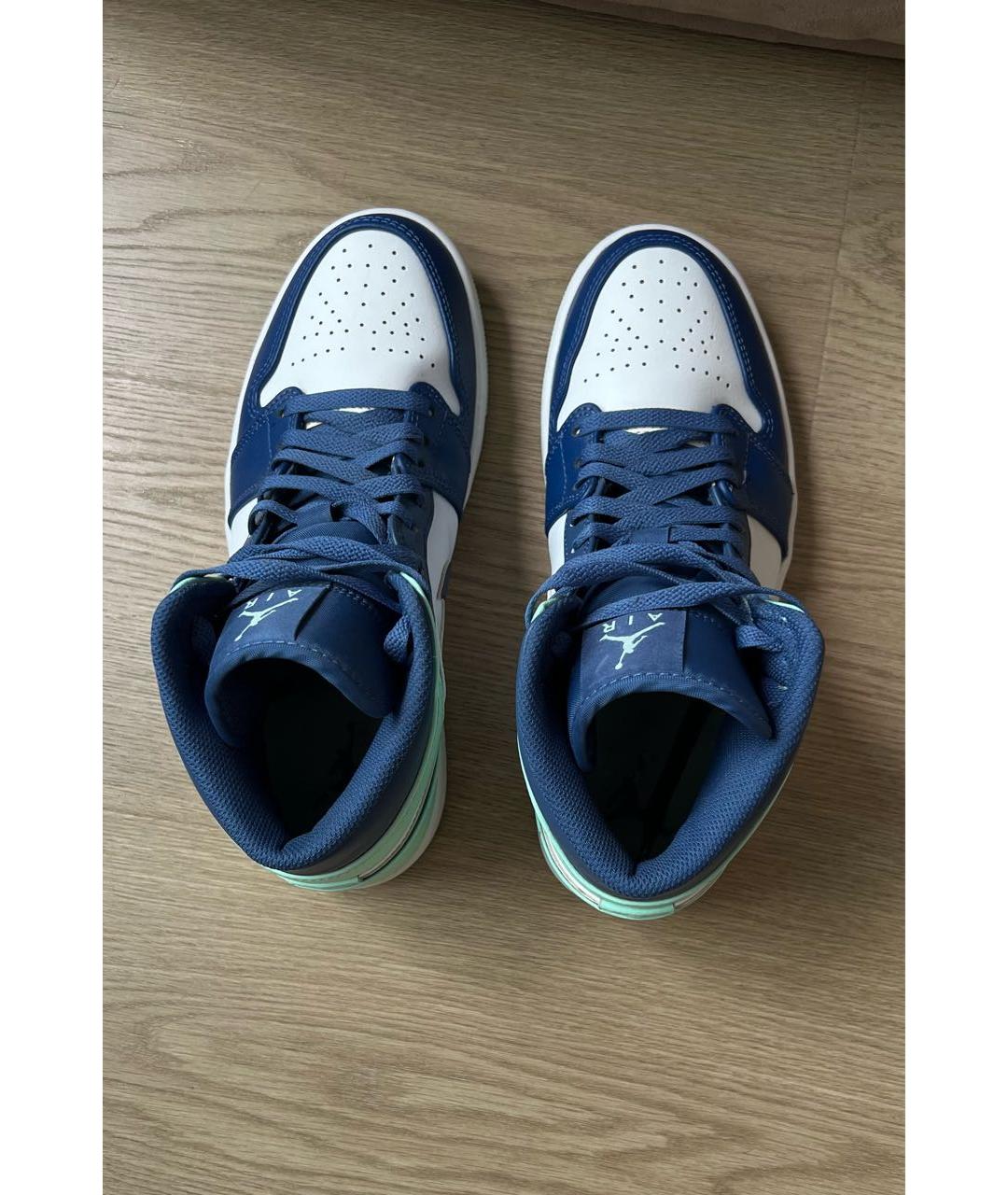 JORDAN Бирюзовые синтетические высокие кроссовки / кеды, фото 3