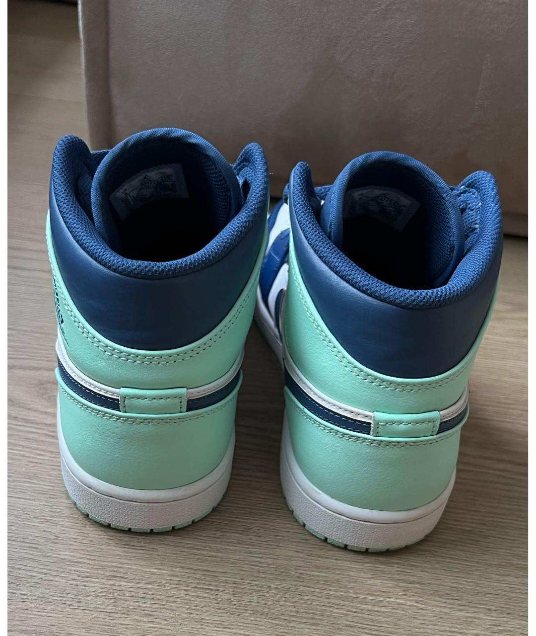 JORDAN Бирюзовые синтетические высокие кроссовки / кеды, фото 4