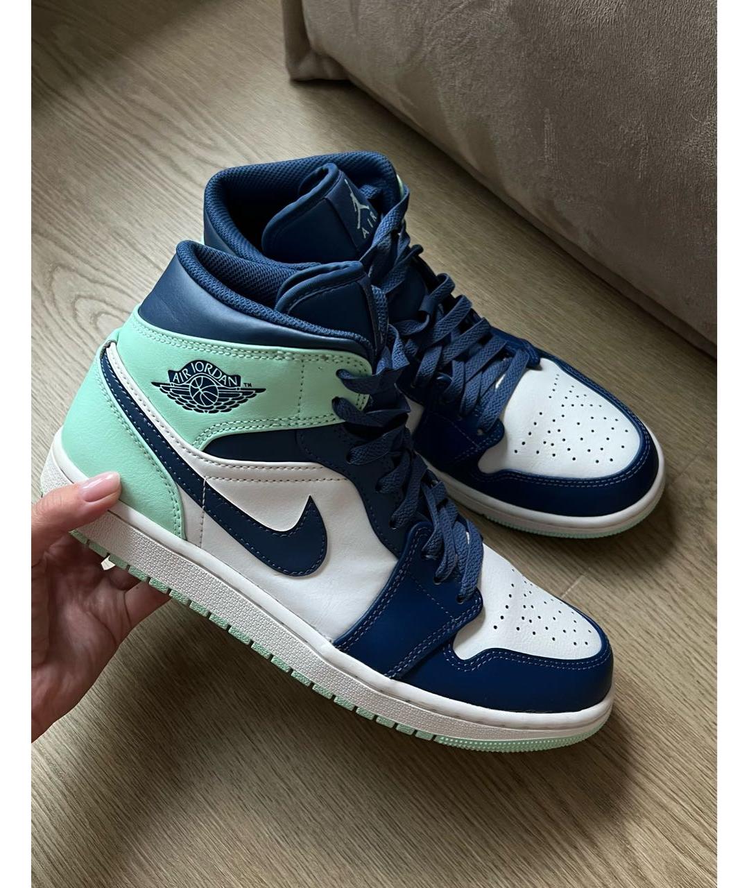 JORDAN Бирюзовые синтетические высокие кроссовки / кеды, фото 5