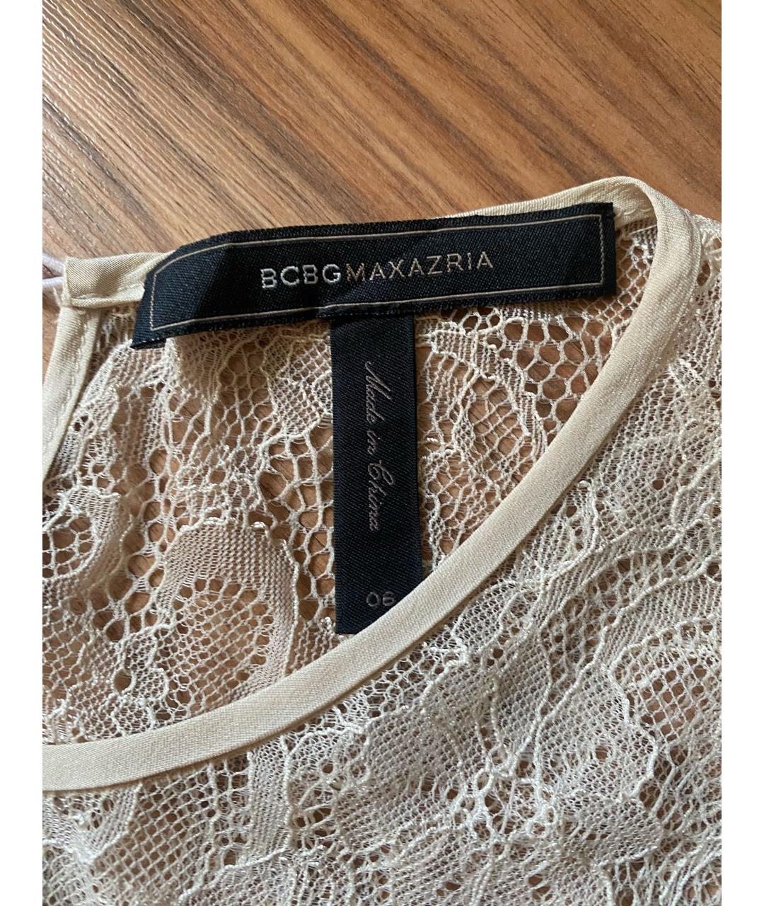 BCBG MAXAZRIA Бежевое кружевное коктейльное платье, фото 3