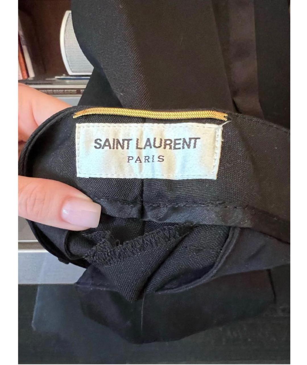 SAINT LAURENT Черные шерстяные брюки узкие, фото 3