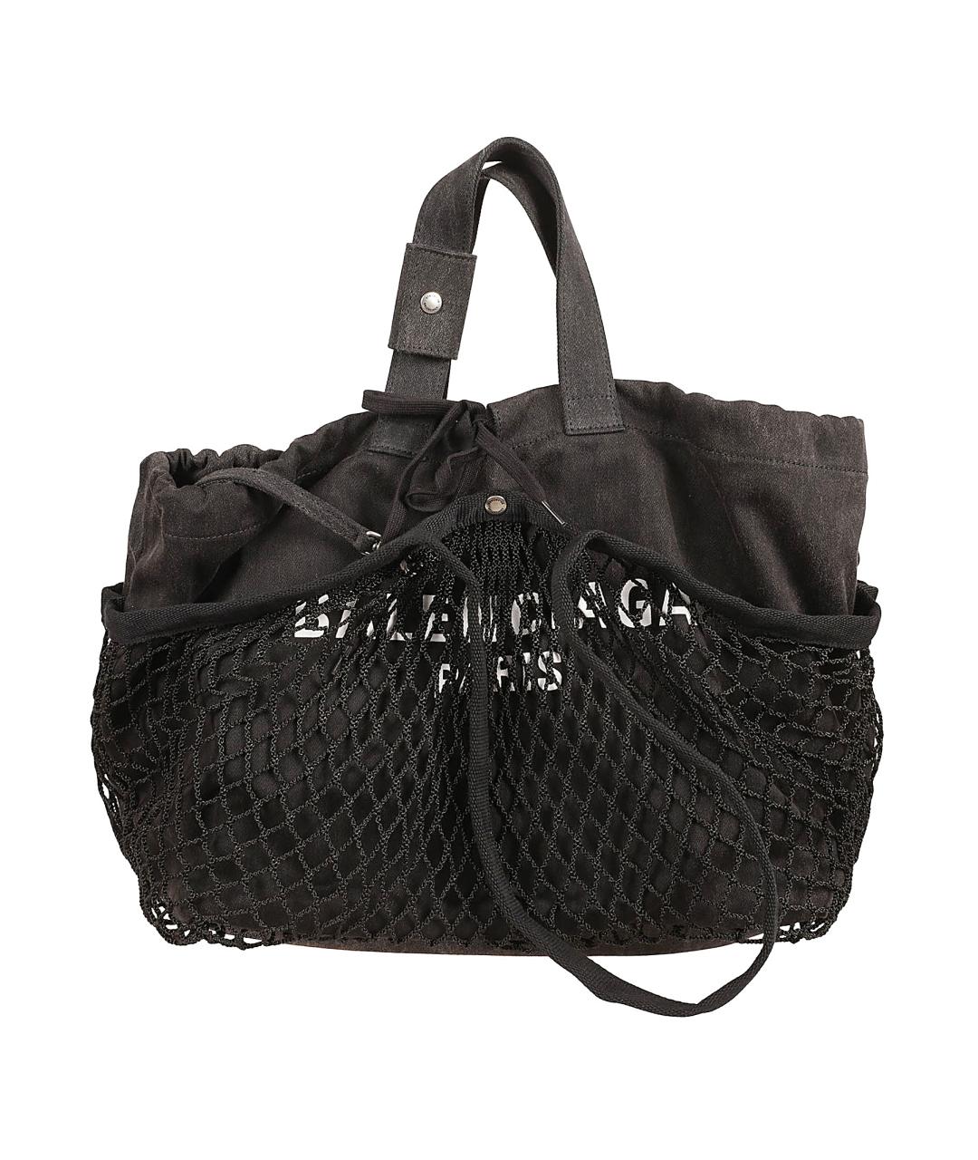 BALENCIAGA Черная хлопковая сумка тоут, фото 1