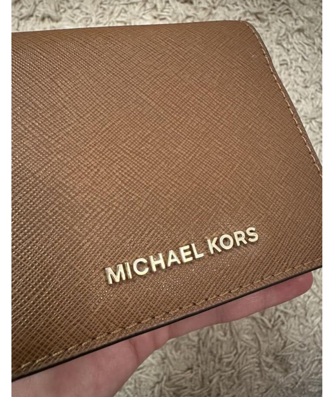 MICHAEL KORS Коричневый кожаный кошелек, фото 2