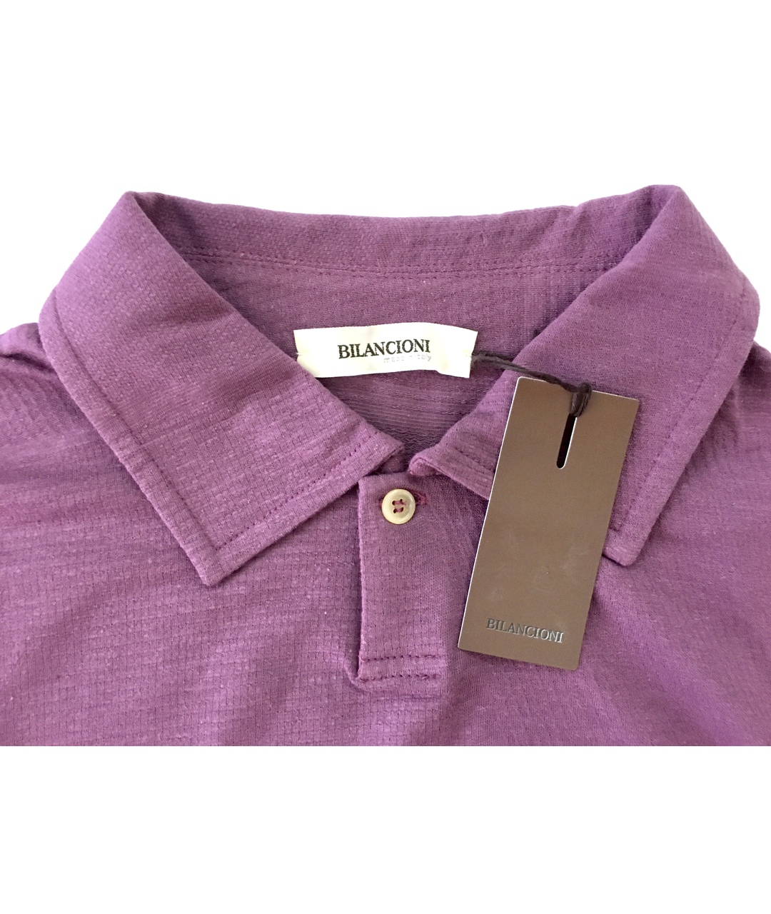 BILANCIONI Фиолетовое хлопко-леновое поло с длинным рукавом, фото 3