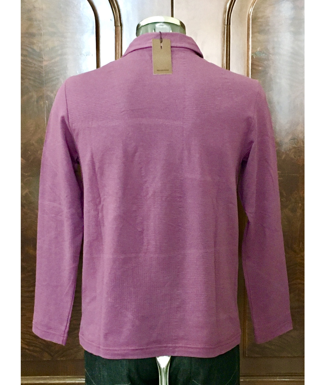 BILANCIONI Фиолетовое хлопко-леновое поло с длинным рукавом, фото 2