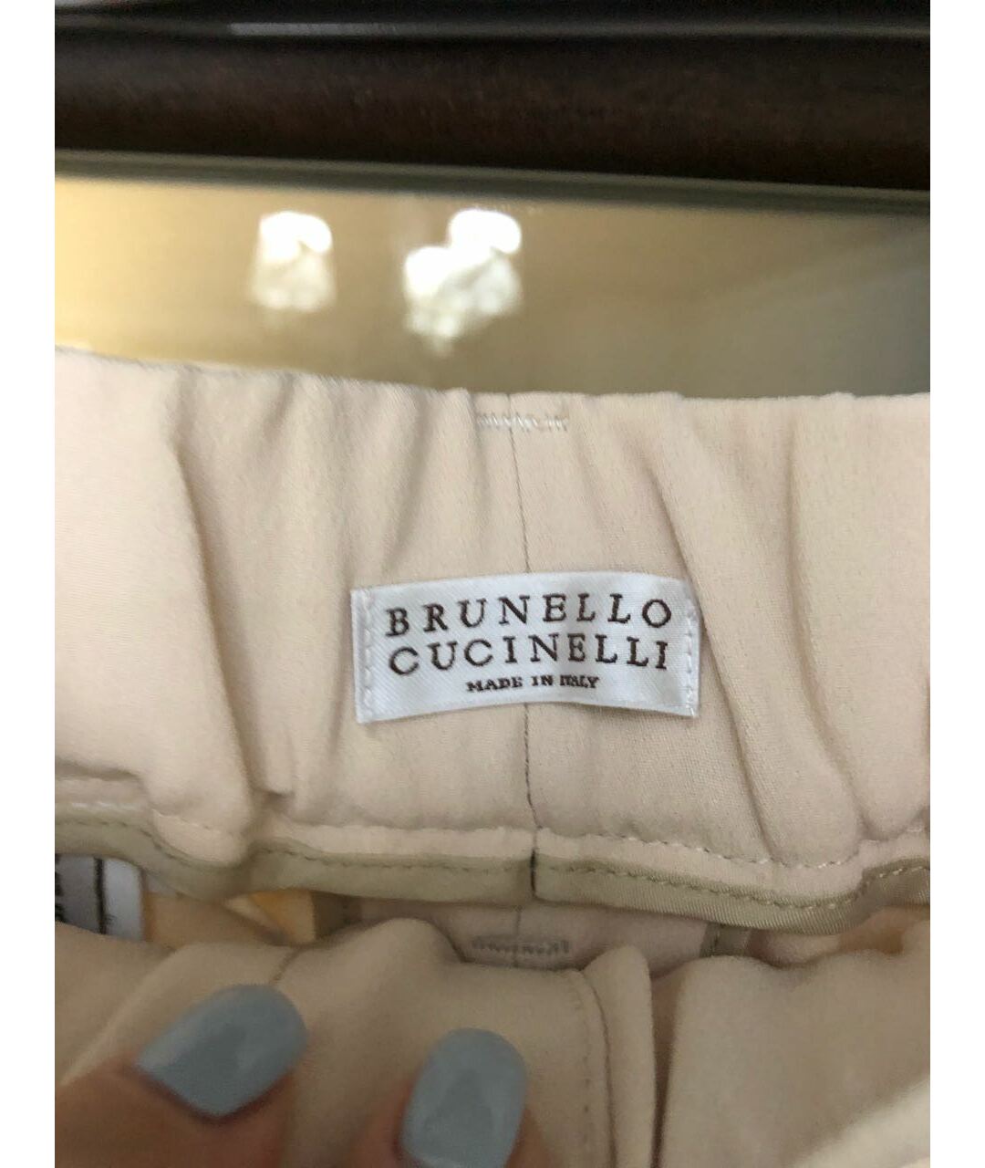BRUNELLO CUCINELLI Бежевые шелковые брюки узкие, фото 5