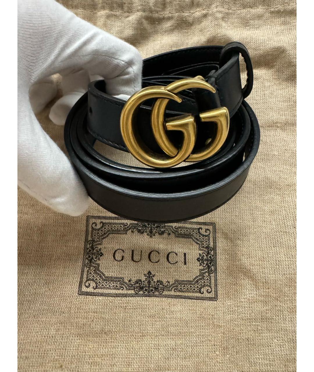 GUCCI Черный кожаный ремень, фото 2