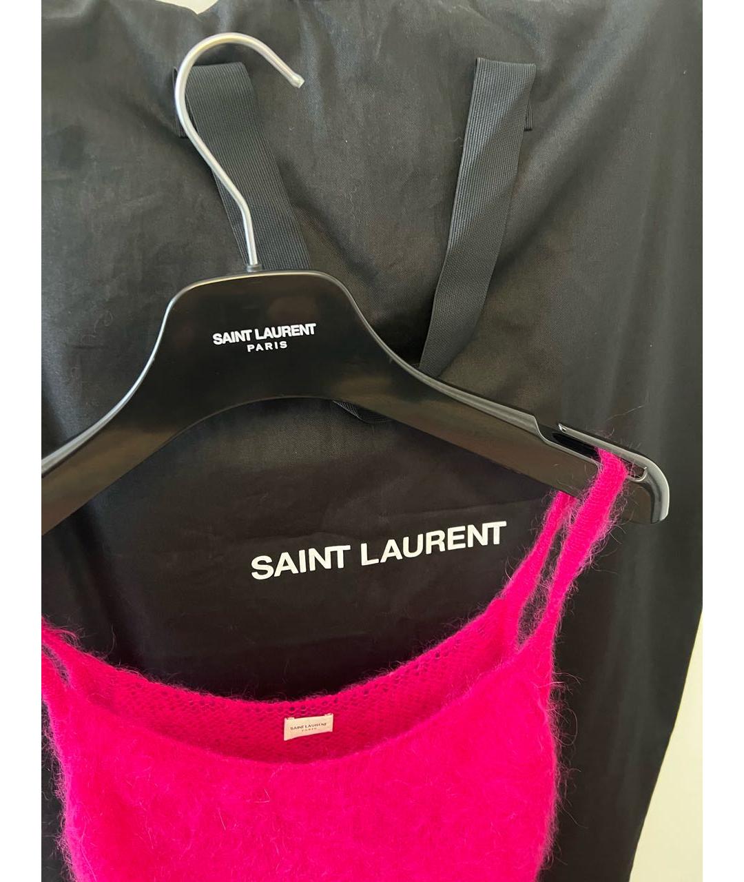 SAINT LAURENT Розовое шерстяное коктейльное платье, фото 7