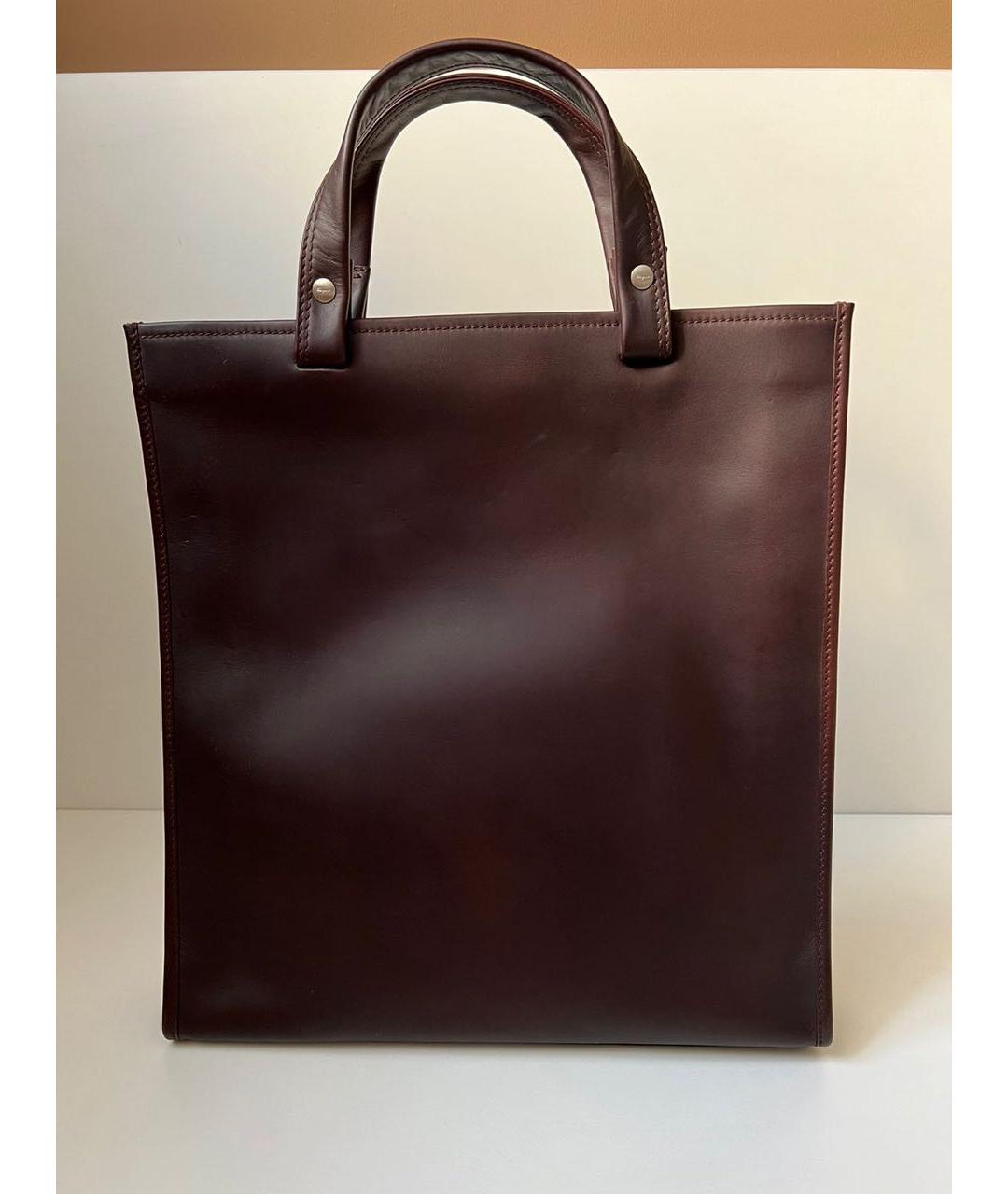 FERRAGAMO Коричневая кожаная сумка с короткими ручками, фото 3