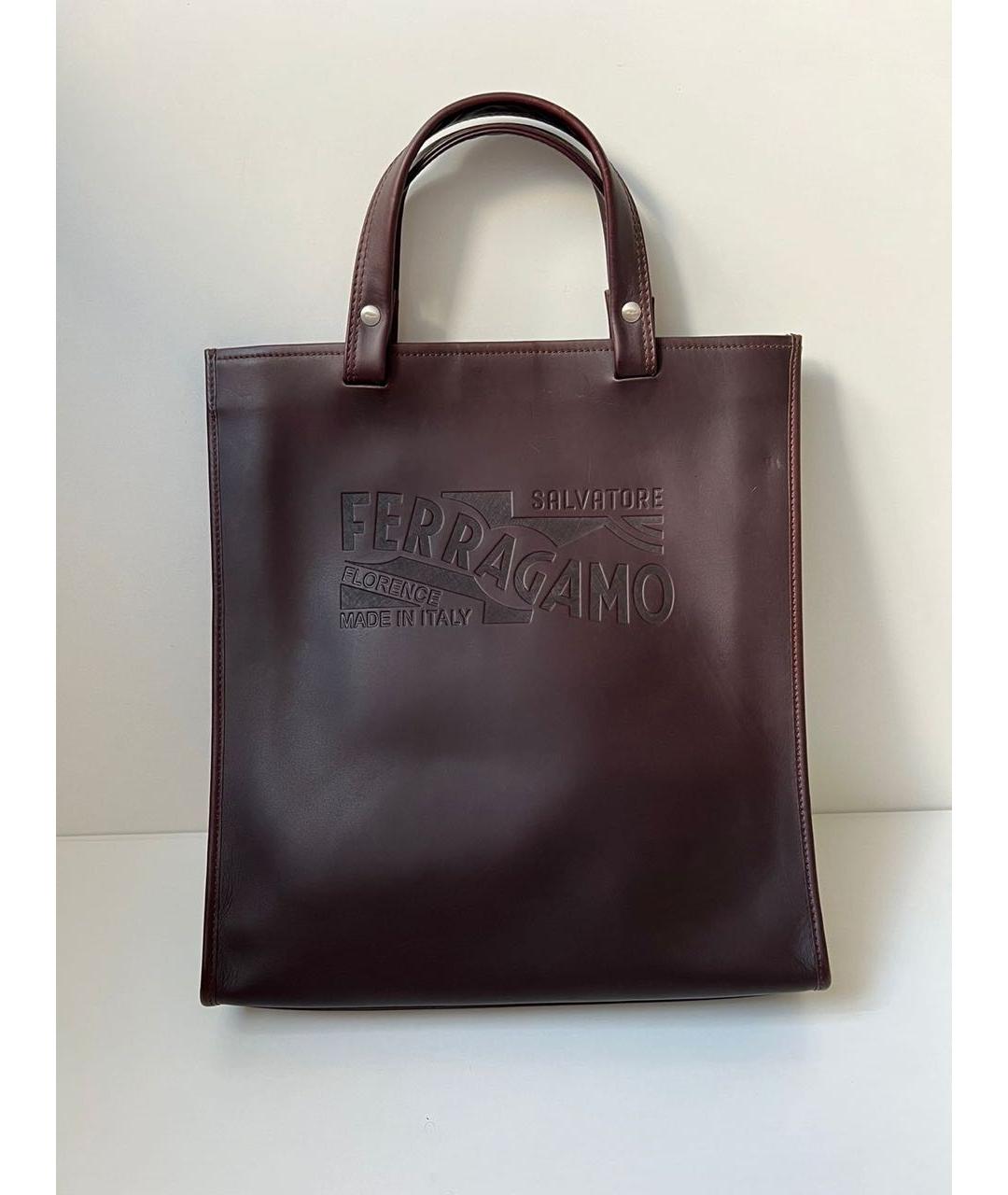 FERRAGAMO Коричневая кожаная сумка с короткими ручками, фото 9