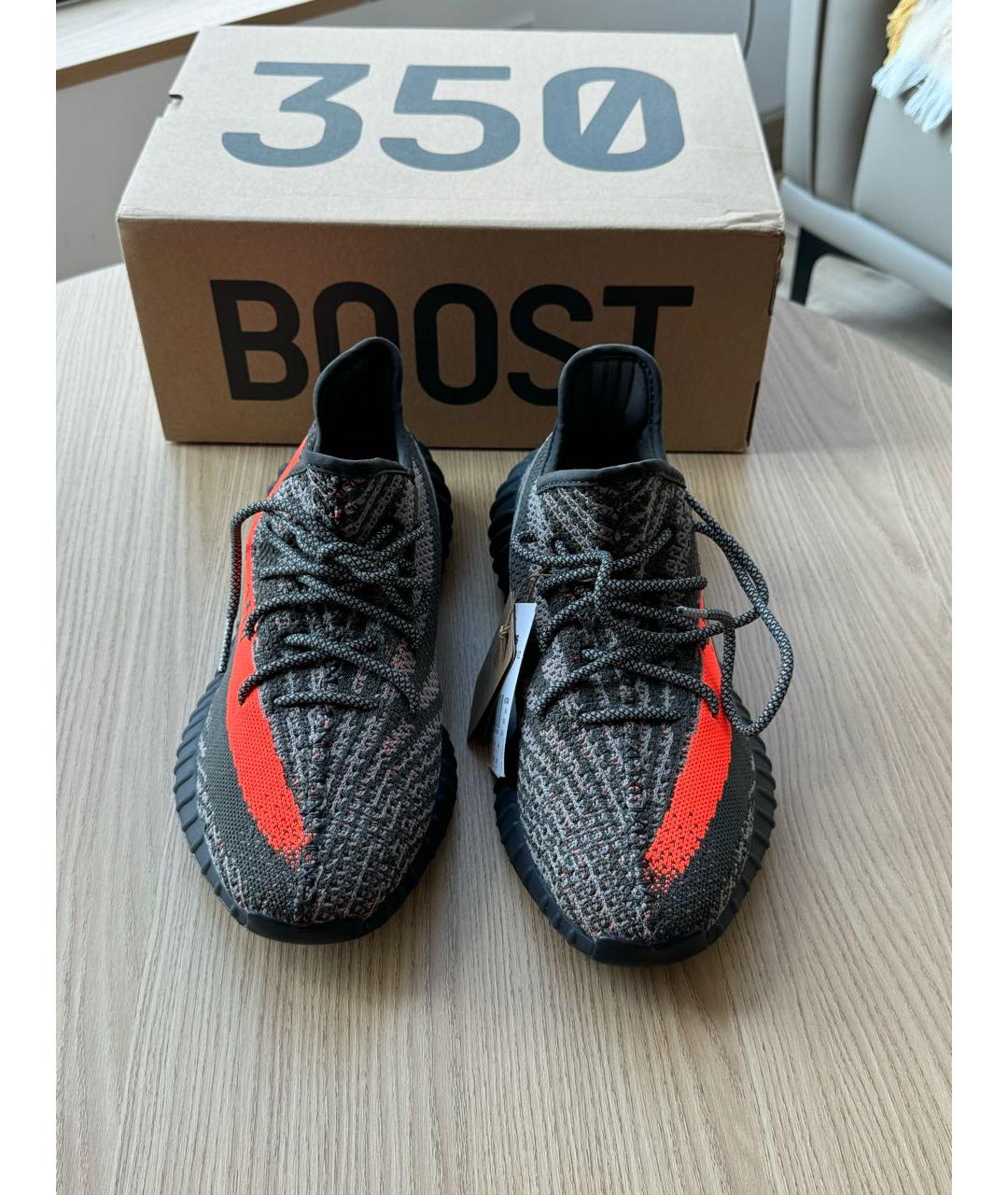 ADIDAS YEEZY Серые текстильные низкие кроссовки / кеды, фото 2