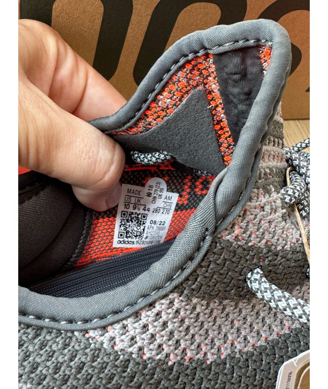 ADIDAS YEEZY Серые текстильные низкие кроссовки / кеды, фото 6