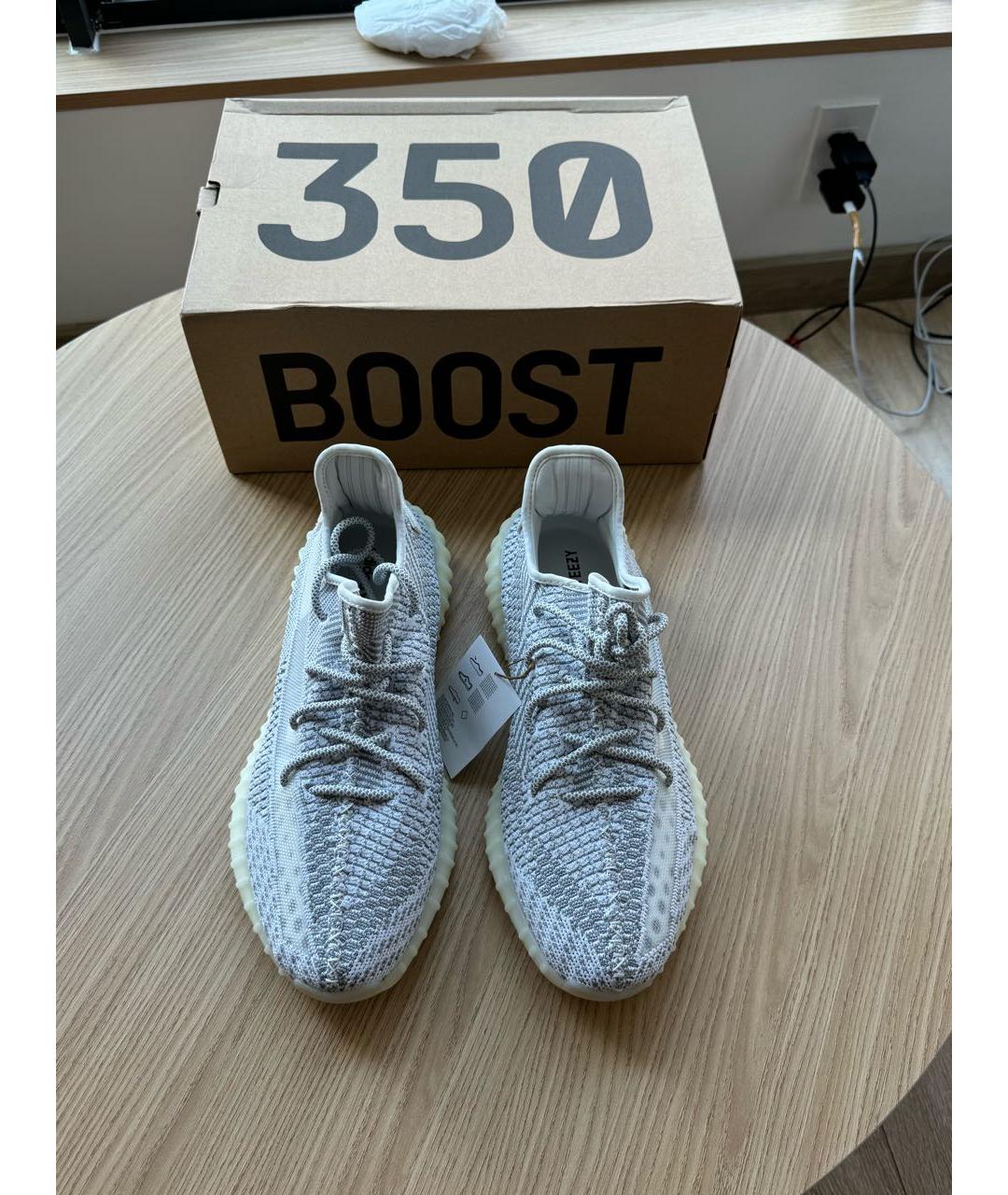 ADIDAS YEEZY Серебряные текстильные низкие кроссовки / кеды, фото 2