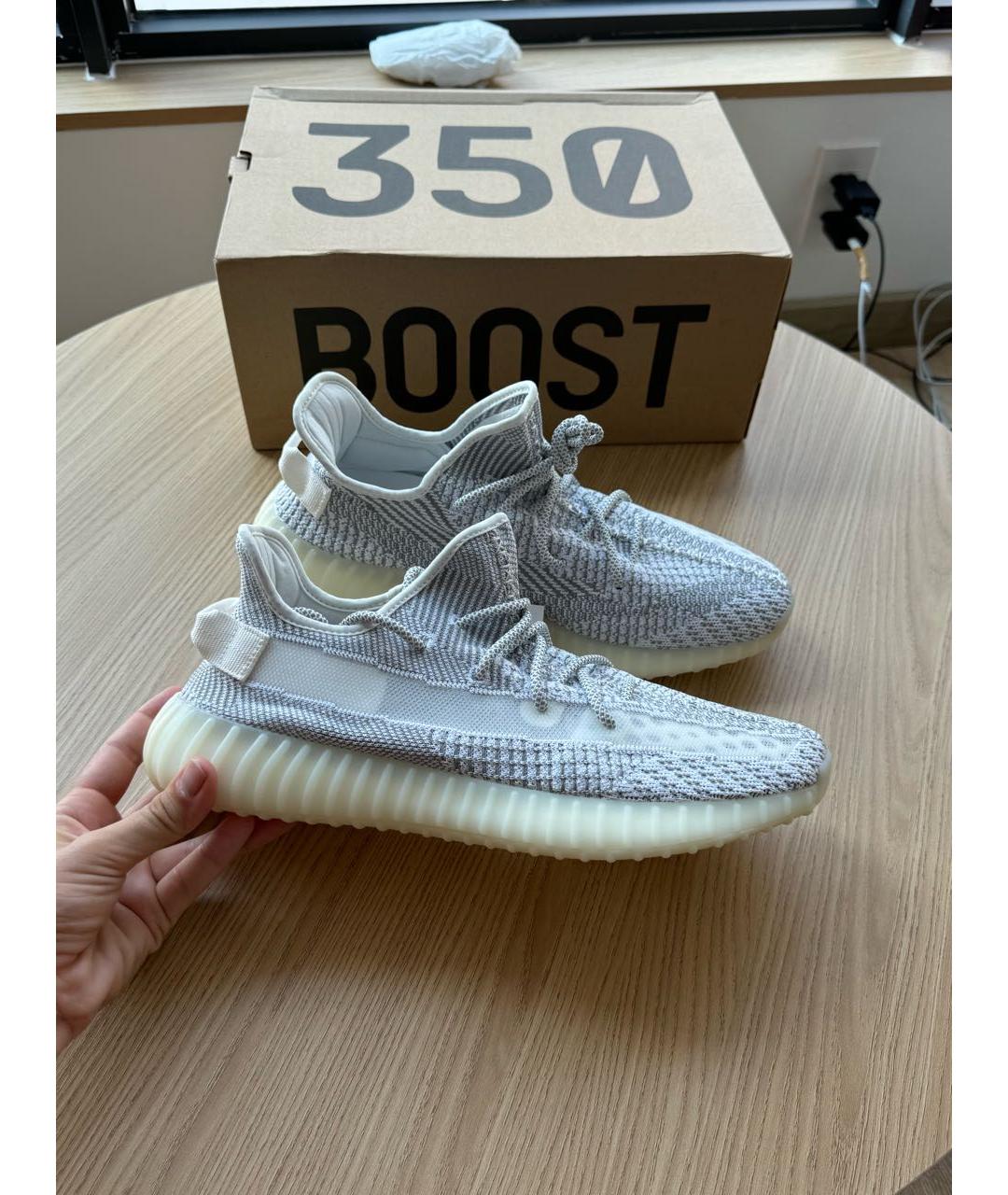 ADIDAS YEEZY Серебряные текстильные низкие кроссовки / кеды, фото 9