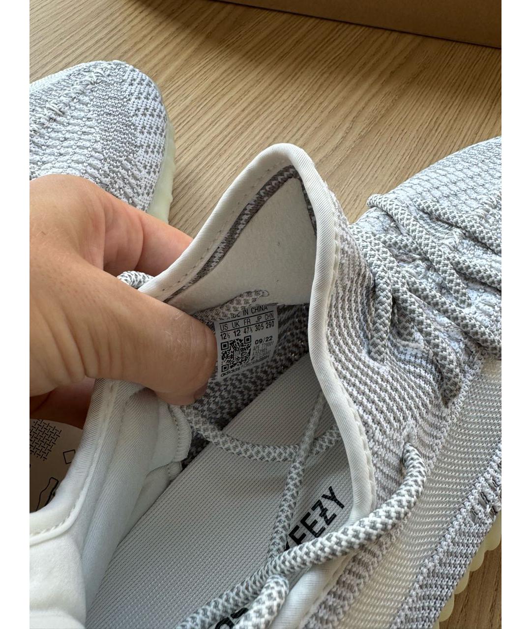 ADIDAS YEEZY Серебряные текстильные низкие кроссовки / кеды, фото 6