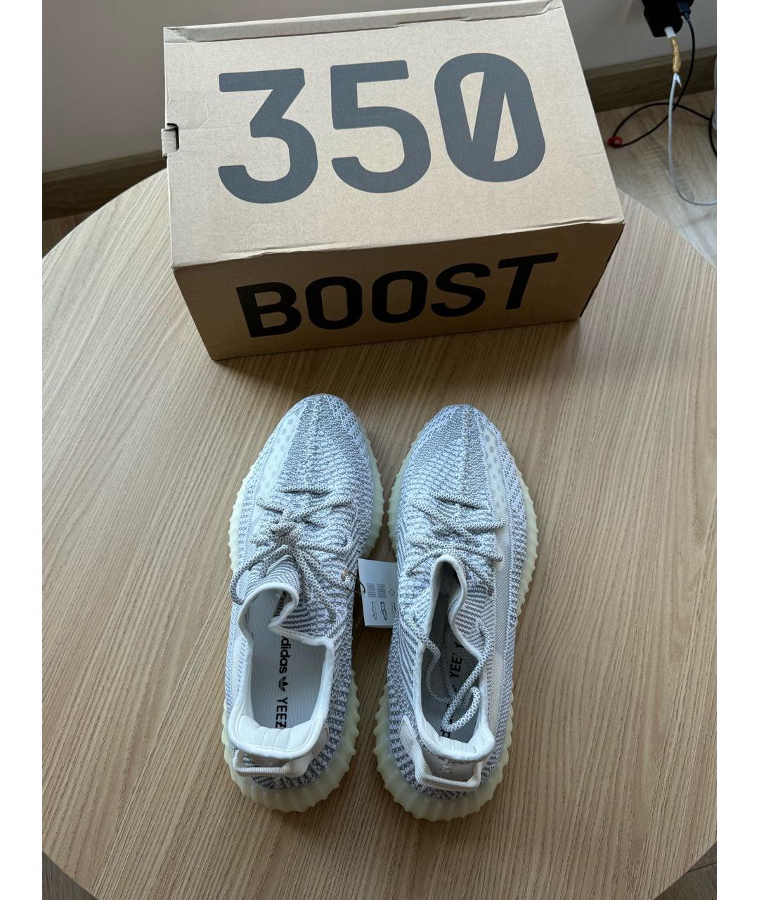 ADIDAS YEEZY Серебряные текстильные низкие кроссовки / кеды, фото 3