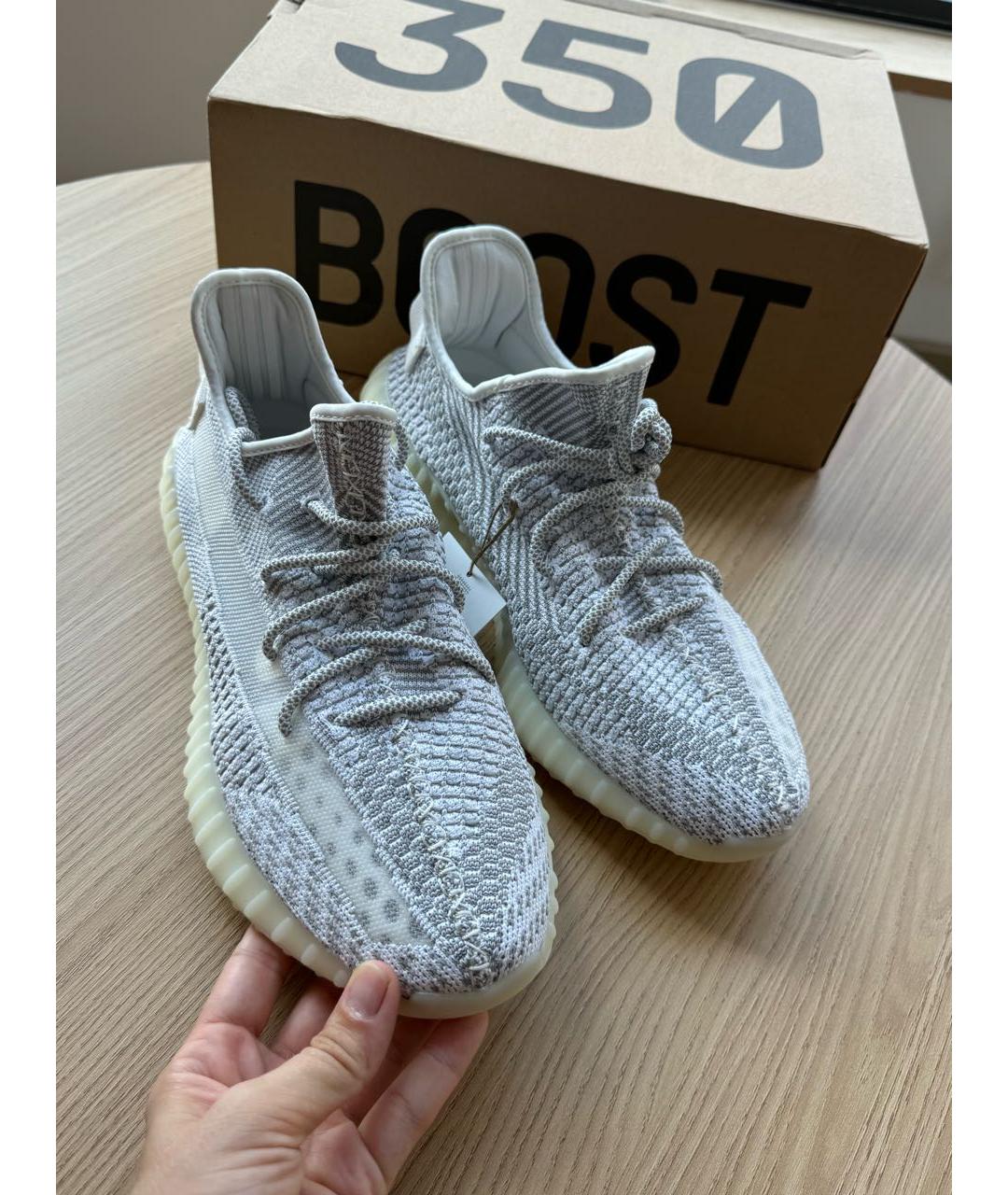 ADIDAS YEEZY Серебряные текстильные низкие кроссовки / кеды, фото 7