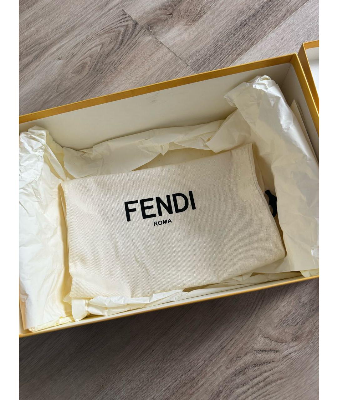 FENDI Бежевые текстильные кеды, фото 8