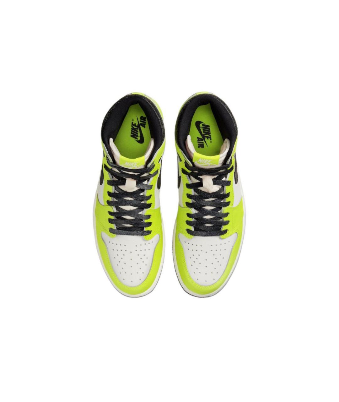 JORDAN Салатовые кожаные высокие кроссовки / кеды, фото 3