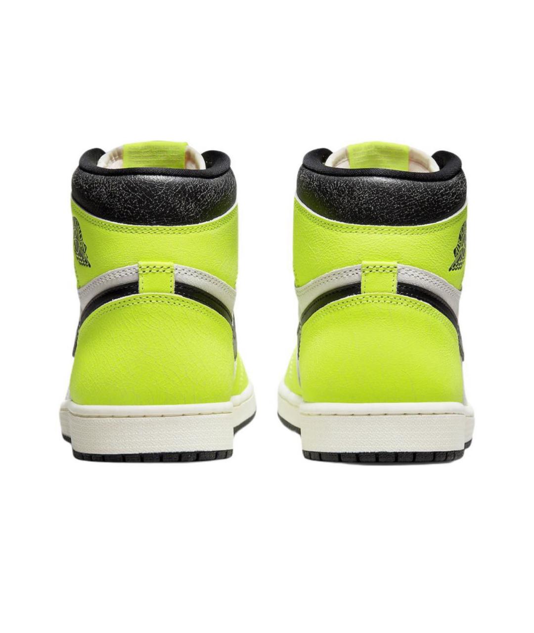 JORDAN Салатовые кожаные высокие кроссовки / кеды, фото 4
