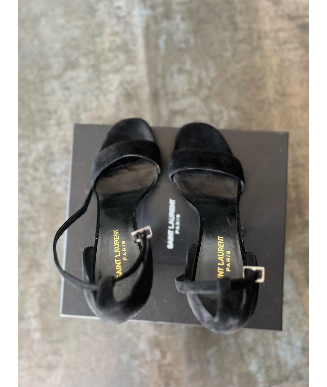 SAINT LAURENT Черные замшевые босоножки, фото 3