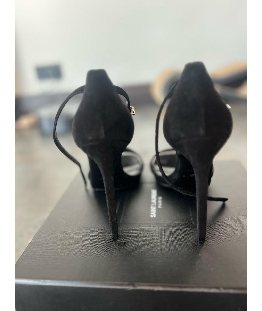 SAINT LAURENT Черные замшевые босоножки, фото 4