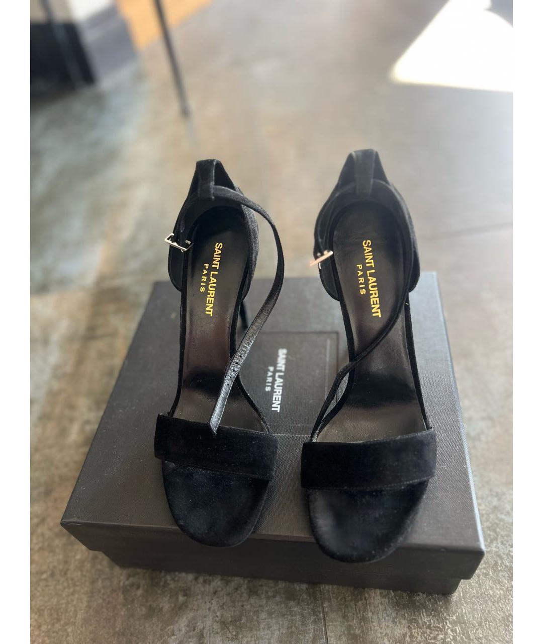 SAINT LAURENT Черные замшевые босоножки, фото 2