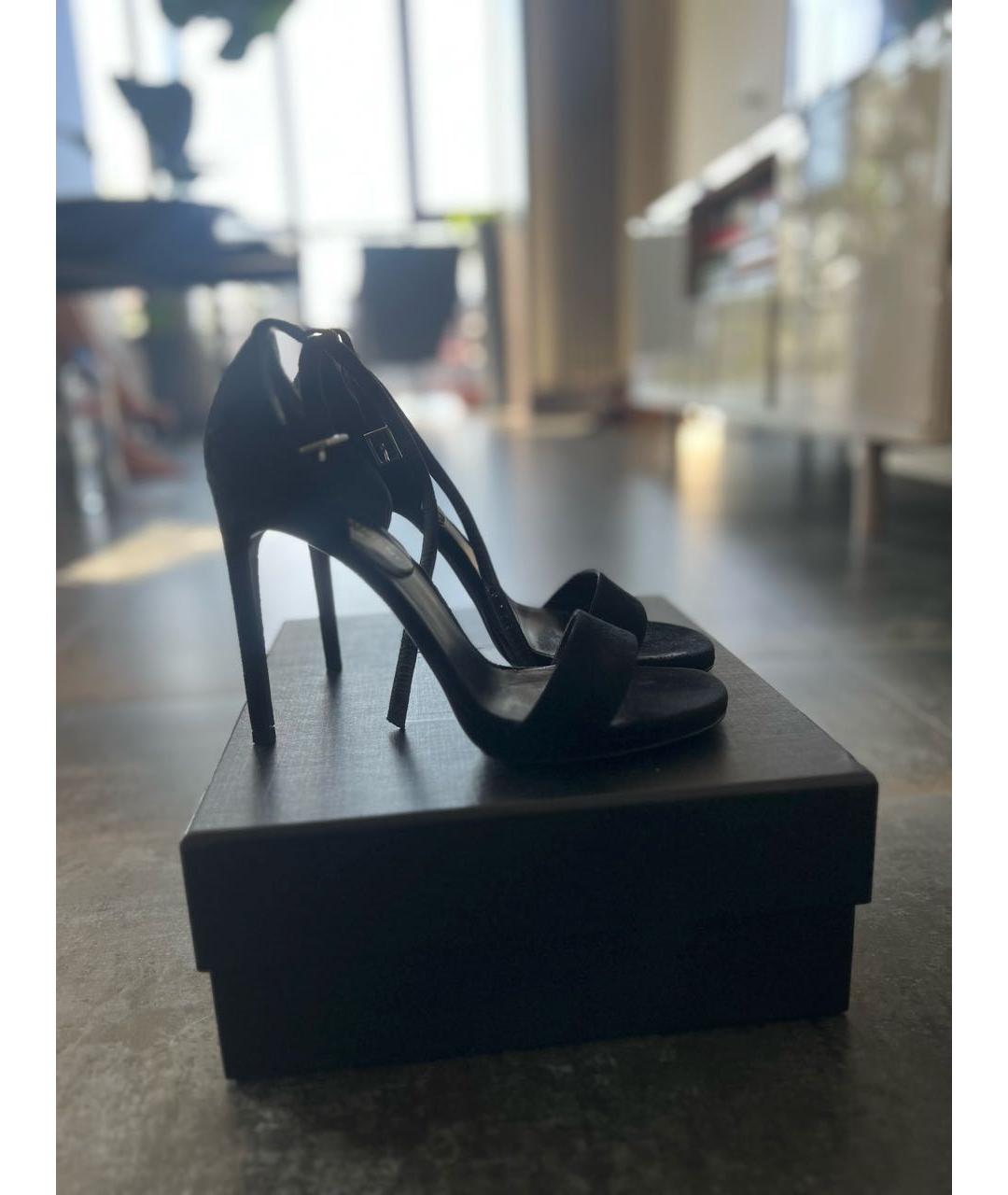 SAINT LAURENT Черные замшевые босоножки, фото 5