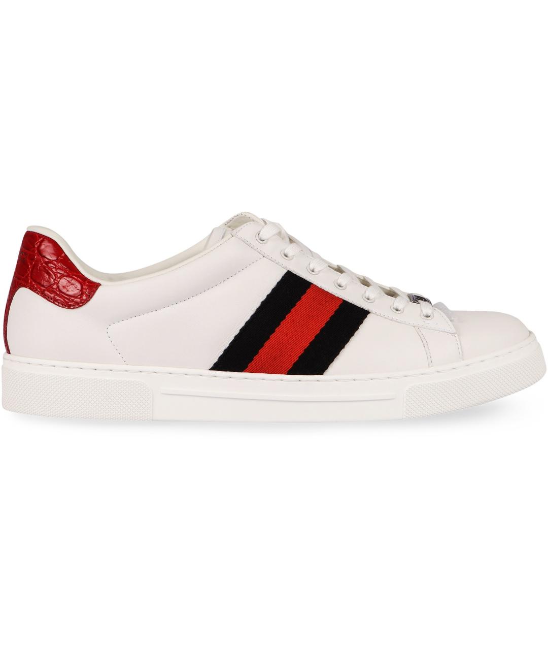 GUCCI Белые кожаные низкие кроссовки / кеды, фото 2