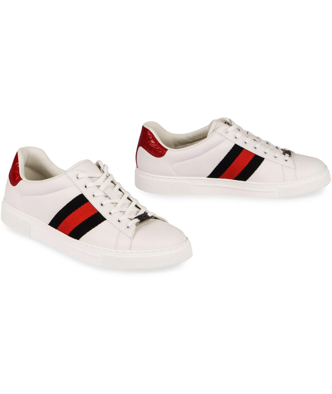 GUCCI Белые кожаные низкие кроссовки / кеды, фото 3