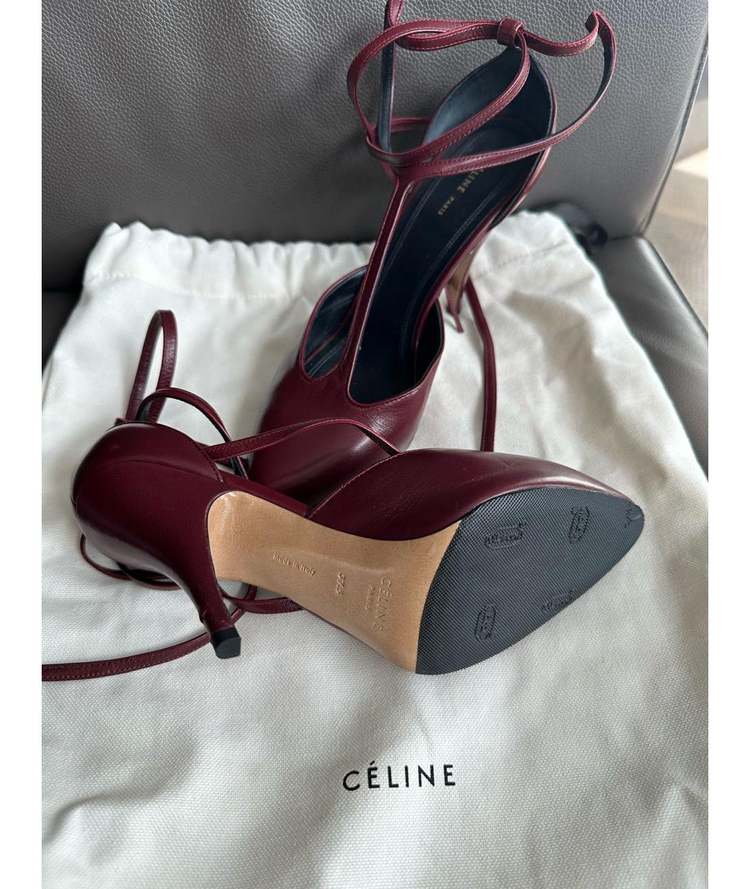 CELINE Бордовые кожаные туфли, фото 3