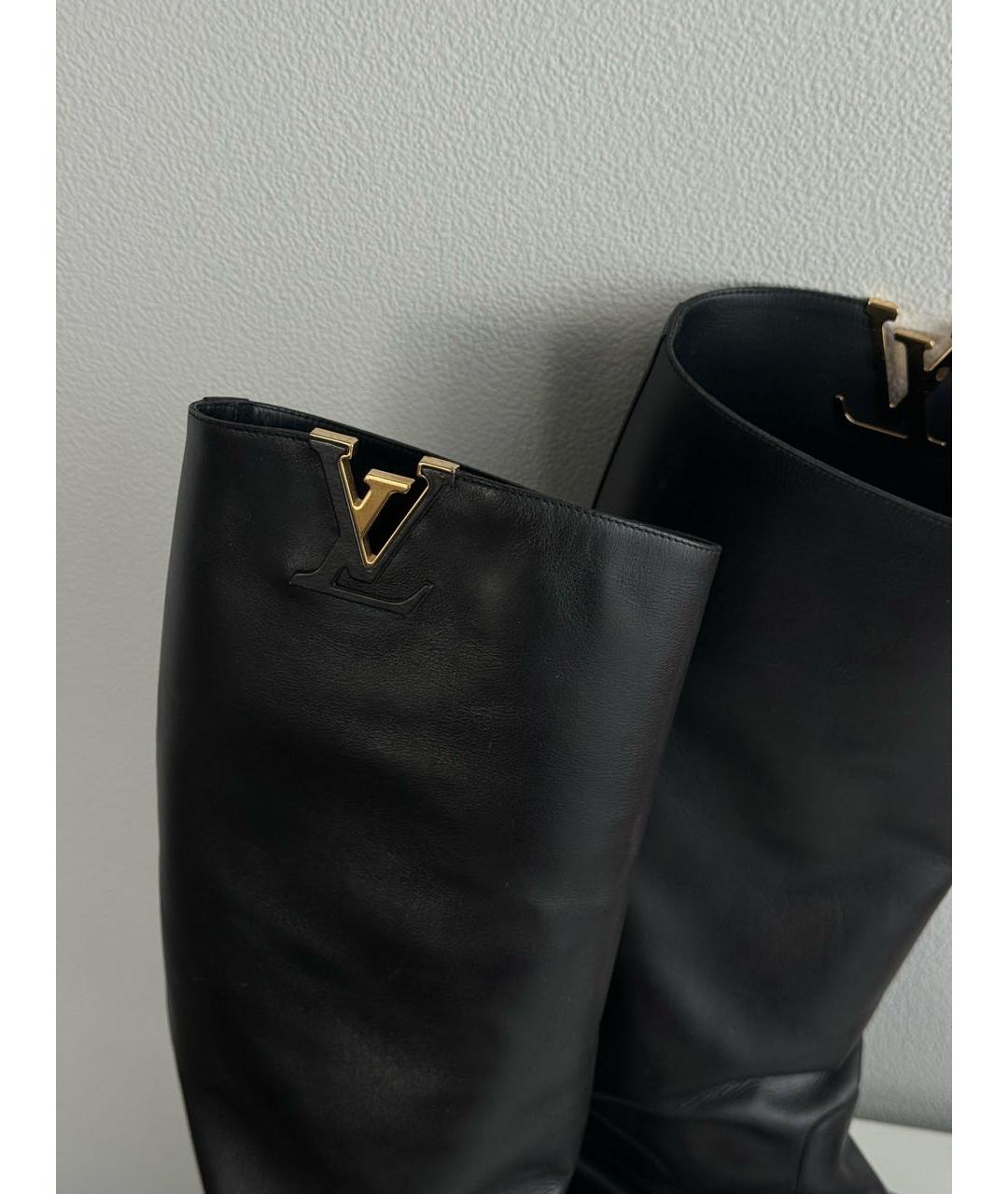 LOUIS VUITTON Черные кожаные сапоги, фото 7
