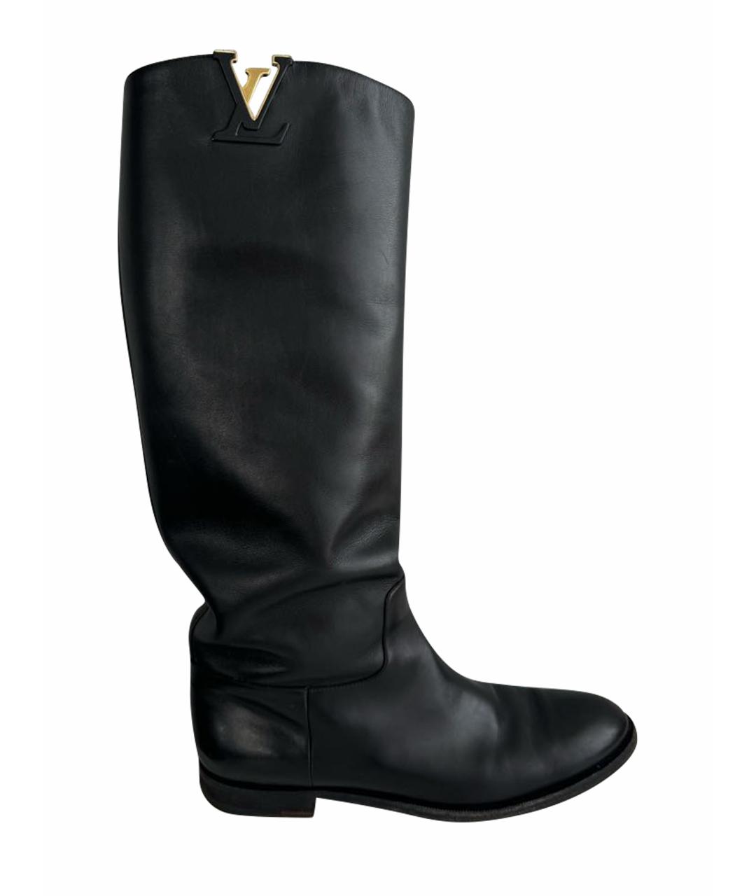 LOUIS VUITTON Черные кожаные сапоги, фото 1