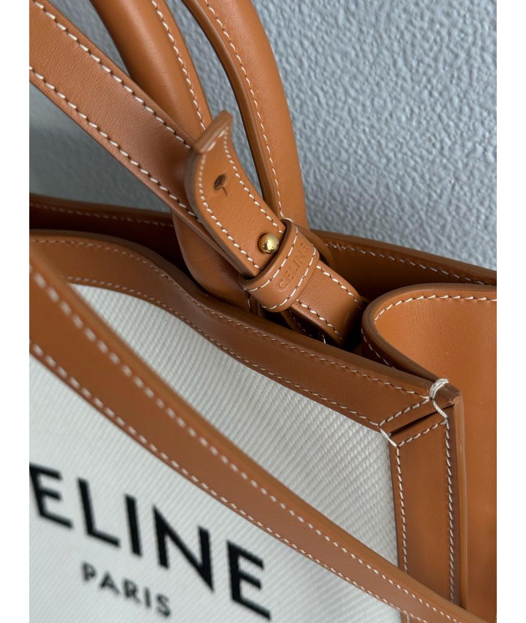 CELINE Бежевая тканевая сумка тоут, фото 6