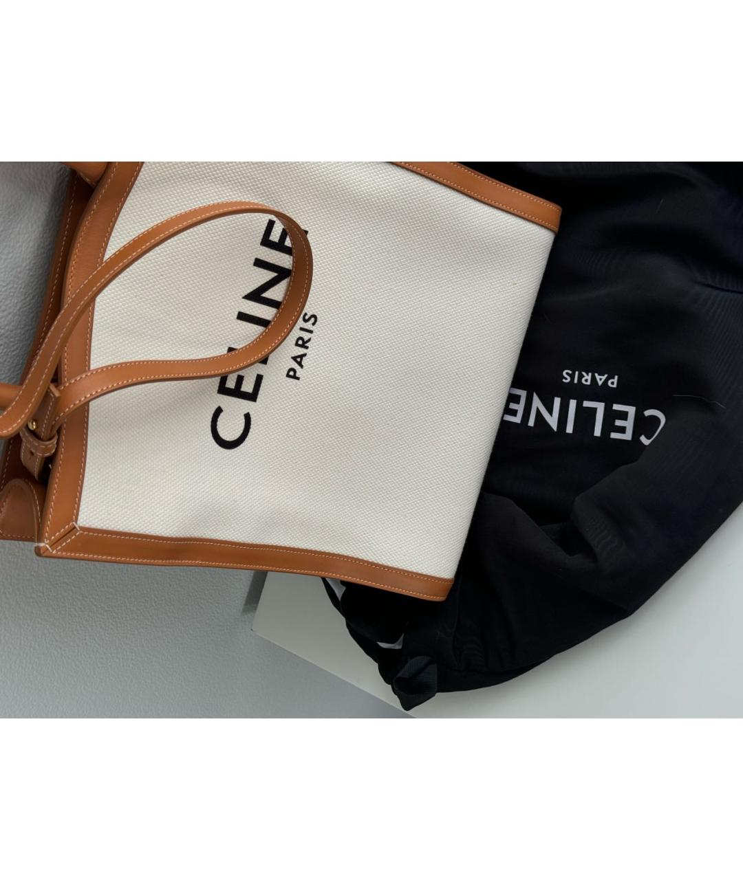 CELINE Бежевая тканевая сумка тоут, фото 7