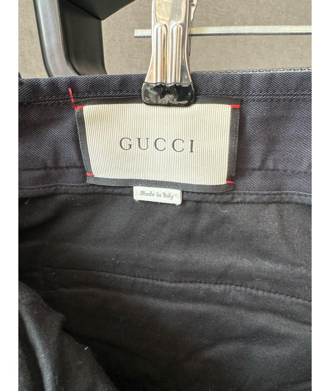 GUCCI Синие хлопковые брюки чинос, фото 3