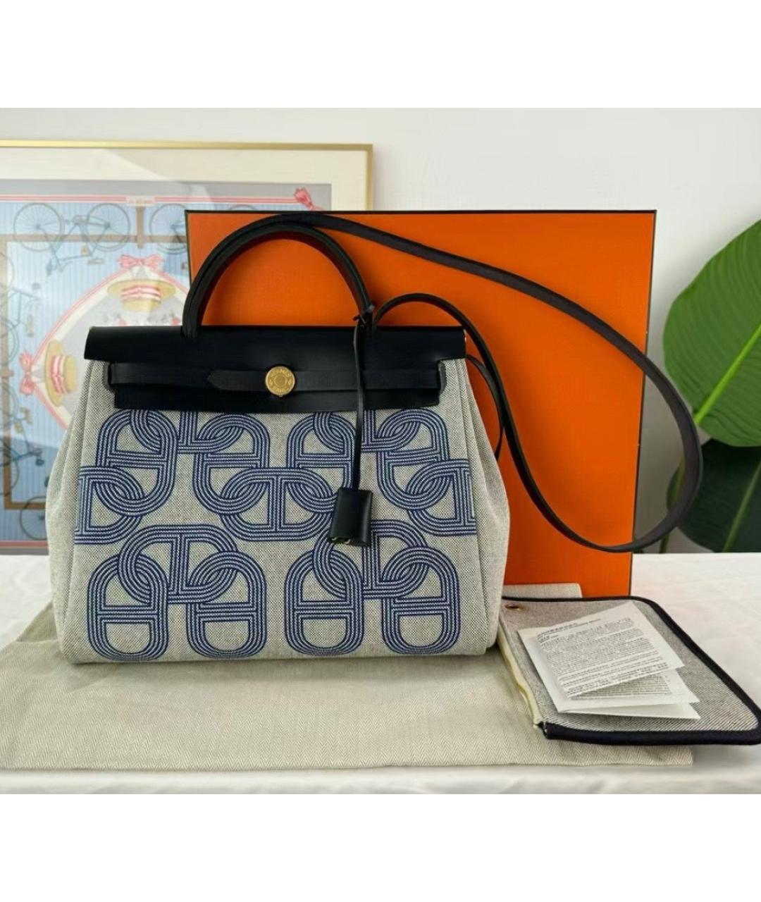 HERMES Голубая сумка с короткими ручками, фото 6