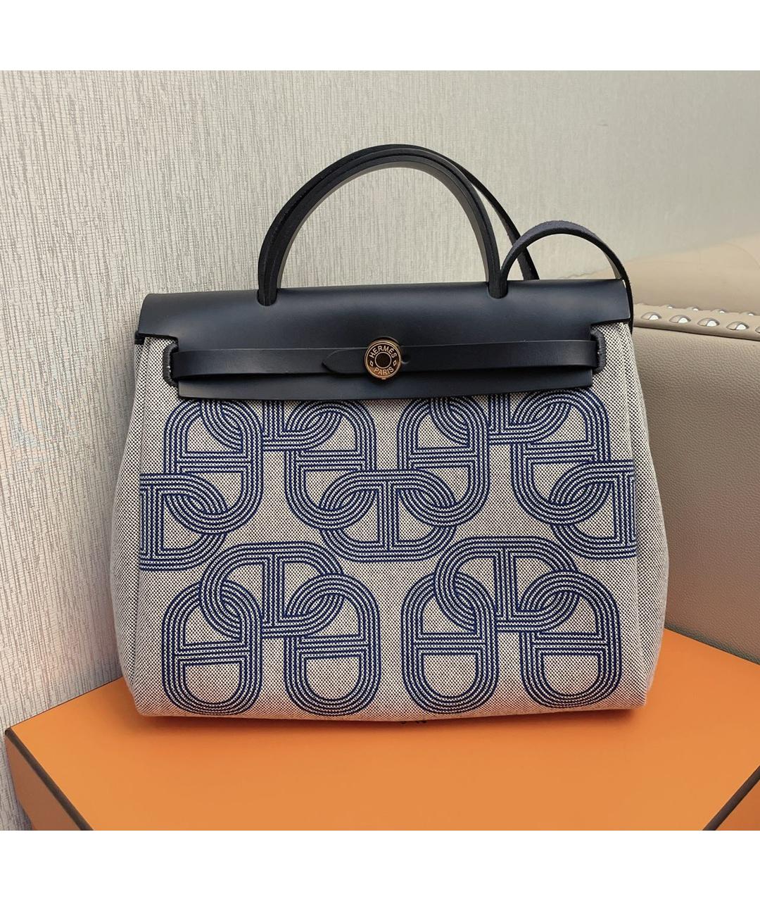 HERMES Голубая сумка с короткими ручками, фото 3