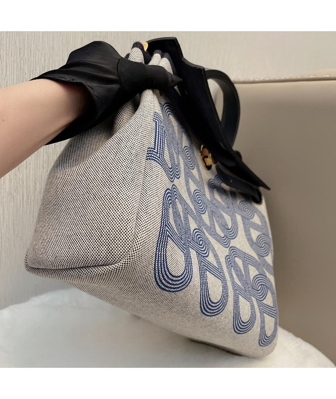 HERMES Голубая сумка с короткими ручками, фото 4